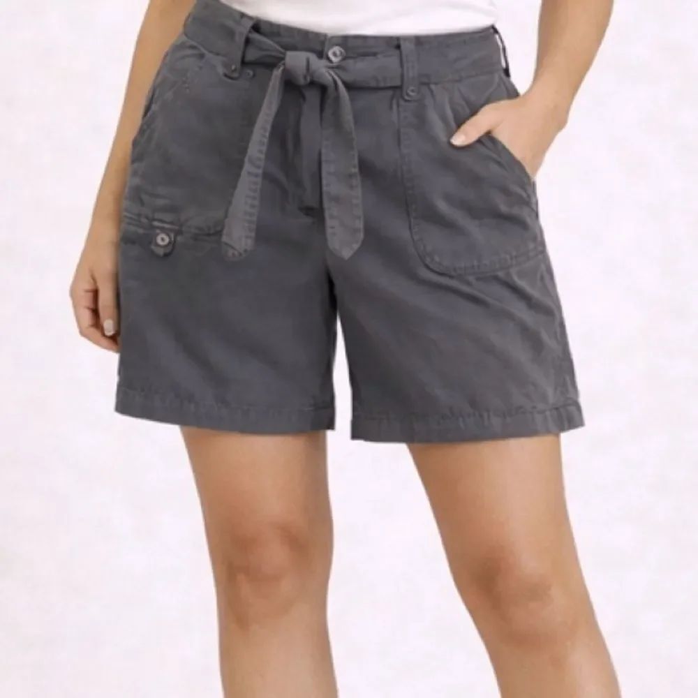 Sandro Slate Gray Belted Longline Long Bermuda Shorts